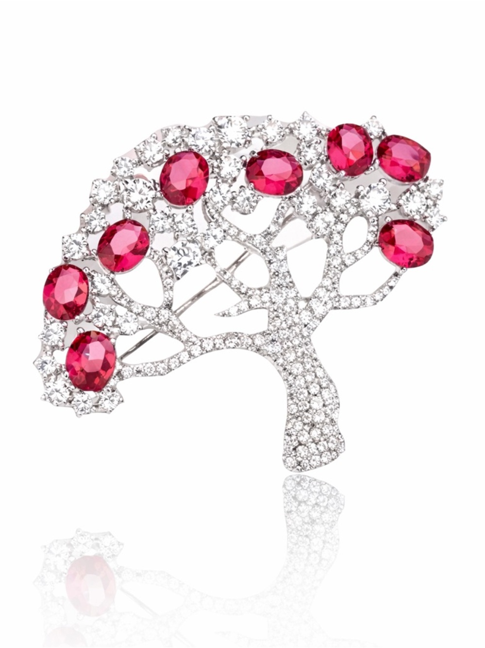 Swarovski Crystals The Tralia Blue & Red Tree Brooch